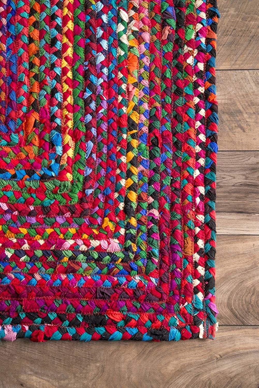 A Braided Rag Rug with Colorful Fabrics Stock Photo - Image of