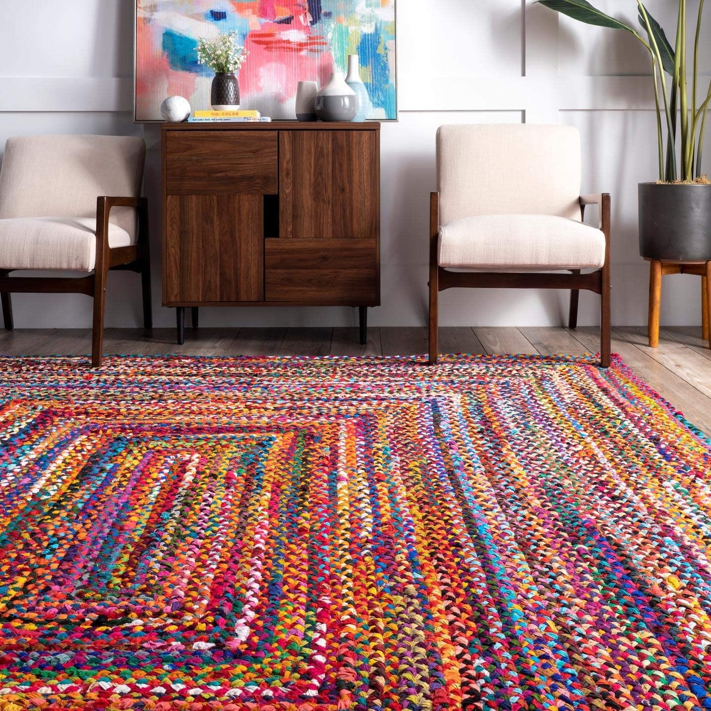 Vibrant 5'x7′ Colorful Braided Rag Rug - Beautiful handmade